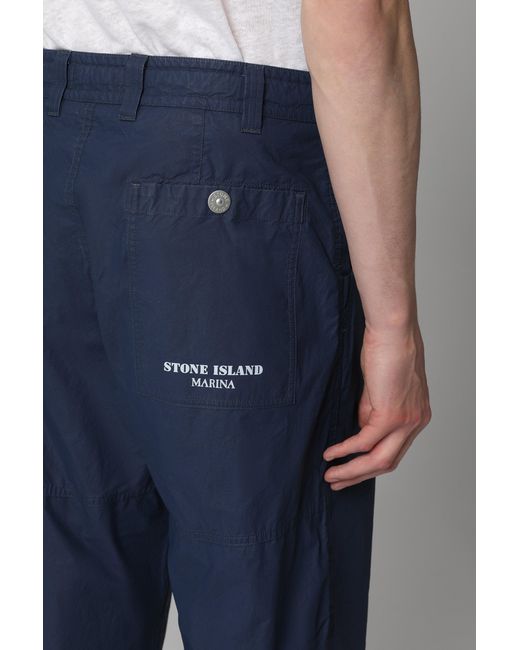 Stone Island Blue Cotton Trousers for men