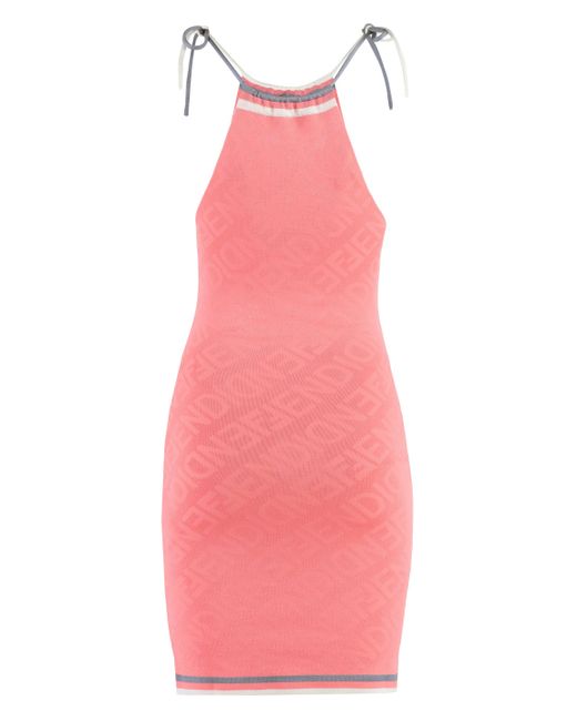 Fendi Pink Jacquard Knit Mini-dress