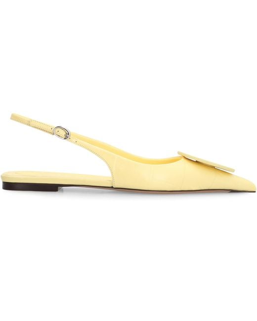 Jacquemus Yellow Duelo Leather Slingback Pumps