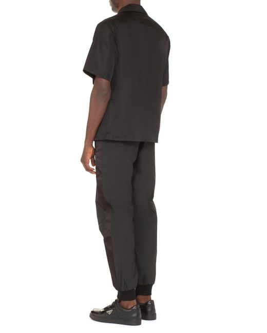 Camicia con applicazione di Prada in Black da Uomo