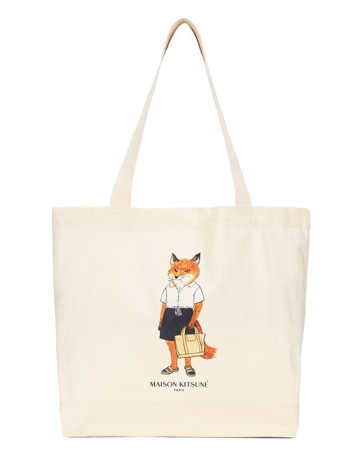 Maison Kitsuné Natural Canvas Tote Bag for men