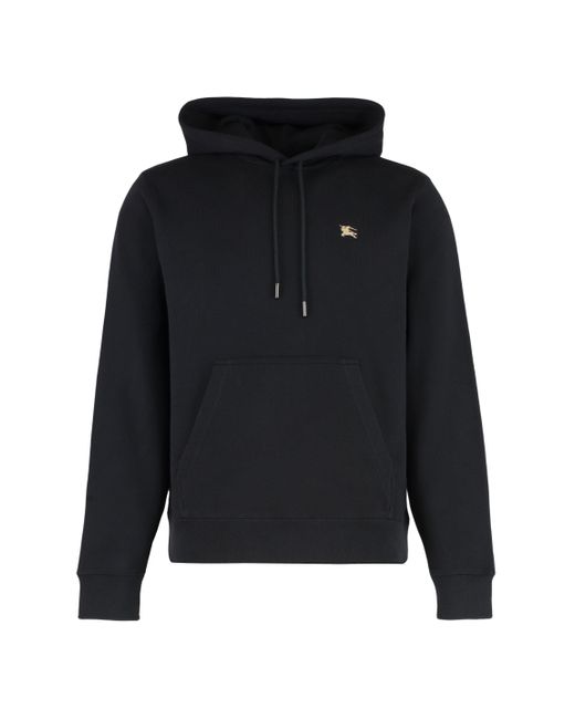 Felpa in cotone con cappuccio e logo di Burberry in Black da Uomo