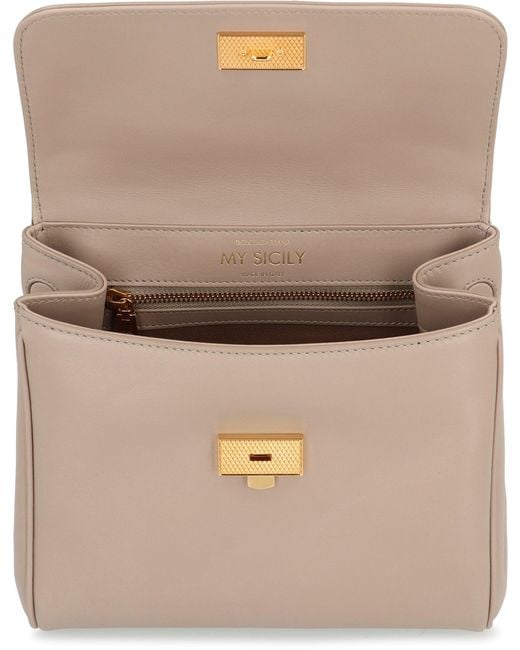 Dolce & Gabbana Natural My Sicily Leather Handbag