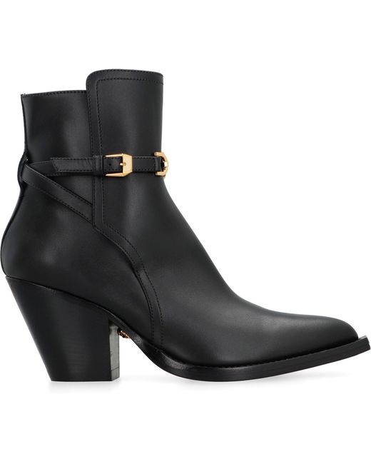 Versace Black Leather Ankle Boots
