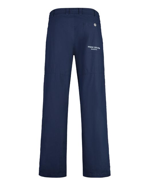Stone Island Blue Cotton Trousers for men