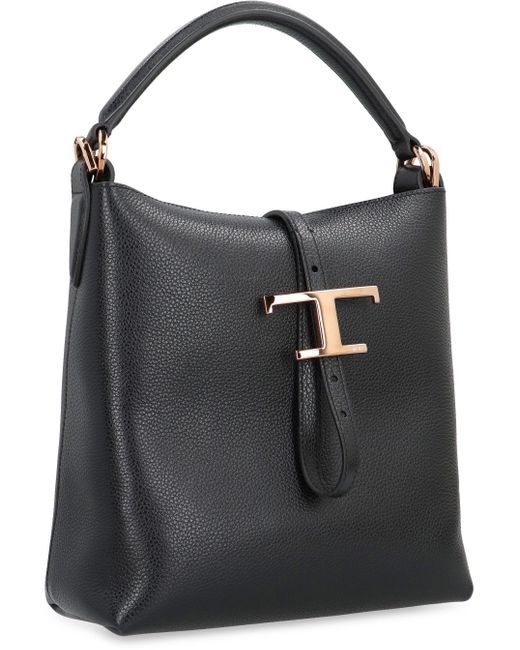 Tod's Black T Timeless Leather Bucket Bag