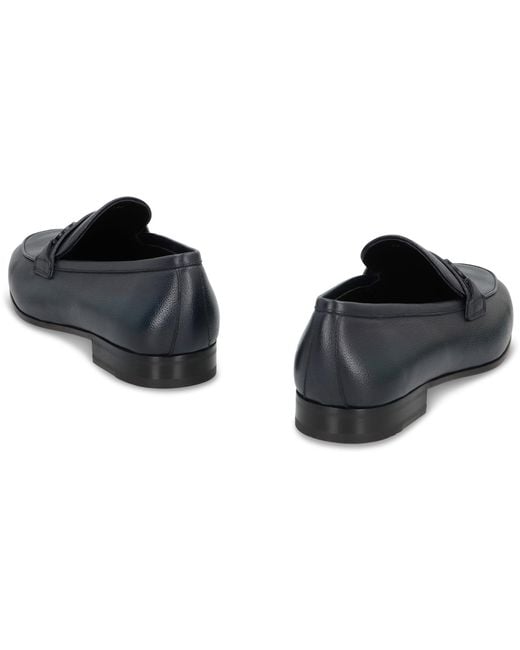 Ferragamo Black Leather Moccasins for men