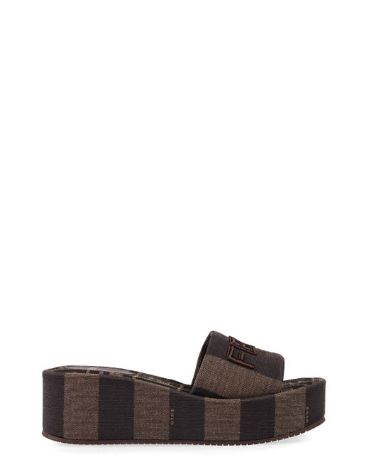 Slides Platform Sunshine di Fendi in Brown
