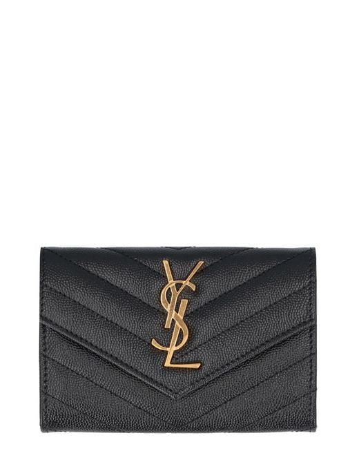 Saint Laurent Gray Quilted Leather Wallet