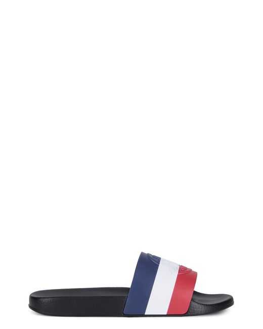 Moncler White Basile Slippers With Stripes for men