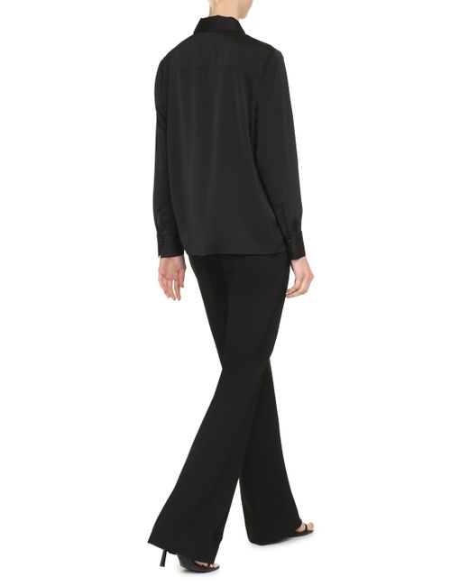 Blusa in crêpe-de-chine di Calvin Klein in Black