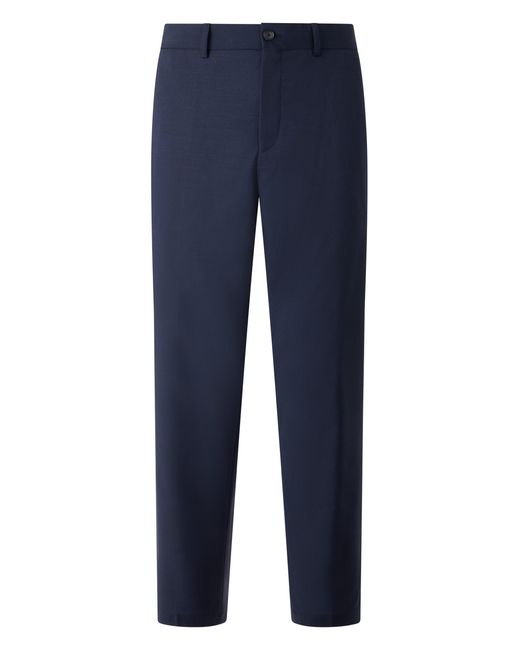 Boss Blue Straight Linen-Blend Trousers for men