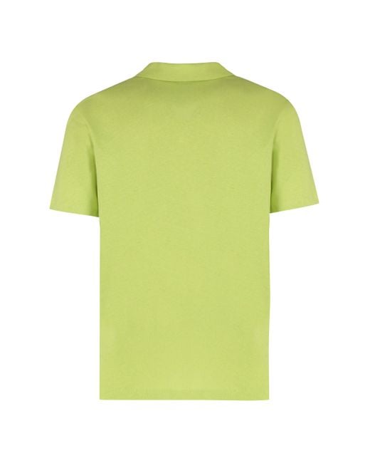 Boss Yellow Cotton-Linen Polo Shirt for men