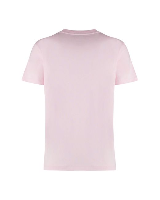 T-shirt girocollo in cotone di Moncler in Pink