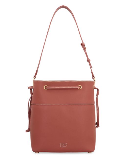 Borsa a secchiello in pelle di Pinko in Red