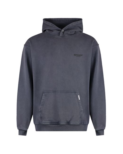 Represent Blue Logo Cotton Hoodie for men