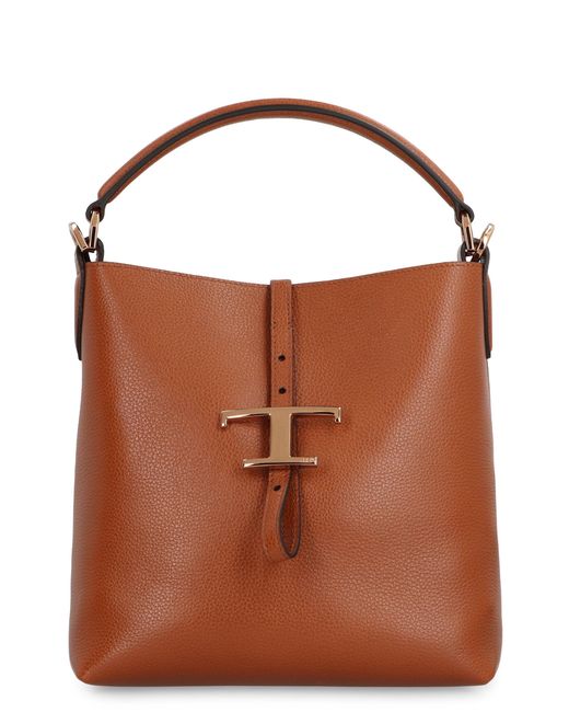 Tod's Brown T Timeless Leather Bucket Bag