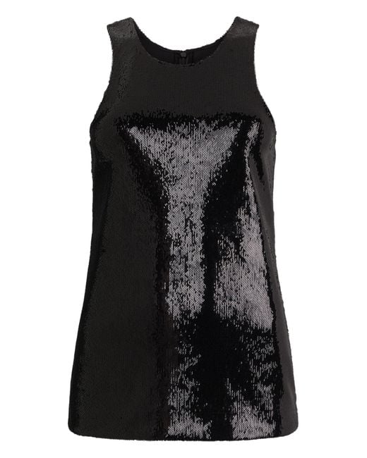 Totême Black Tank Top With Paillettes