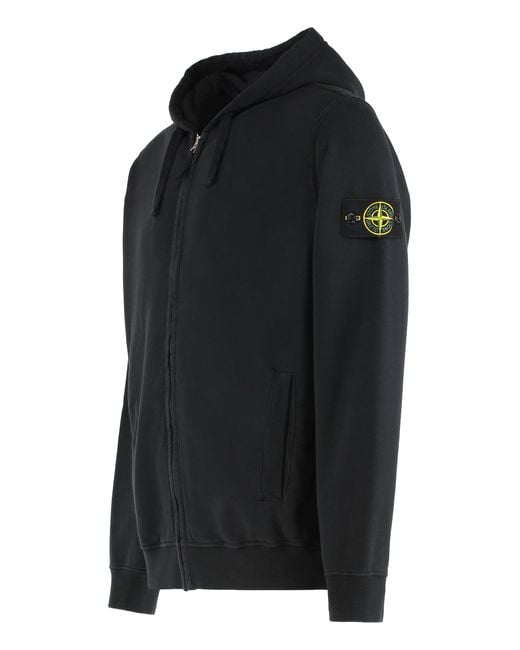 Stone Island Black Hooded Full-zip Sweatshirt for men
