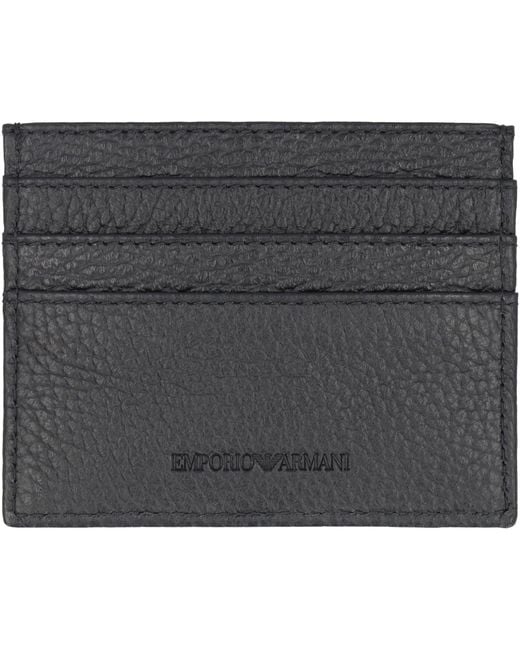 Emporio Armani Gray Leather Card Holder for men