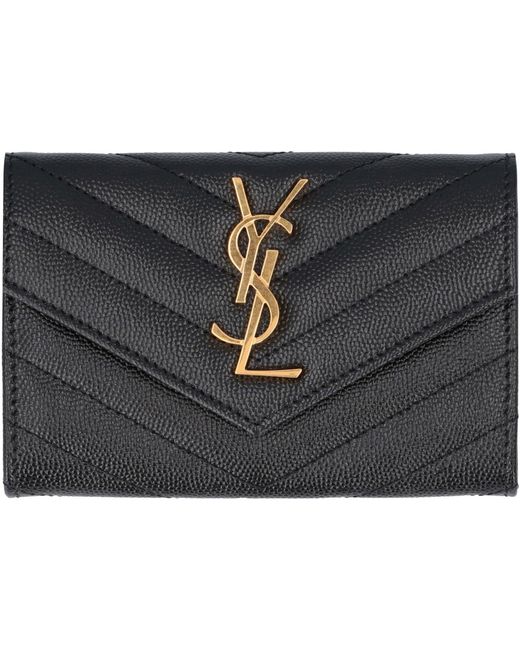 Saint Laurent Gray Quilted Leather Wallet