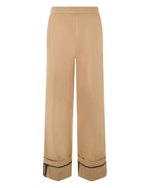 Herno Natural Wide Leg Trousers With Hem