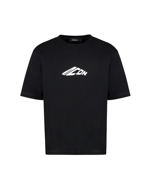 DSquared² Black Cotton Crew-Neck T-Shirt for men