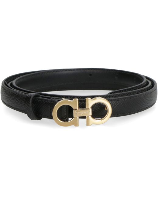Ferragamo Black Gancini Leather Belt