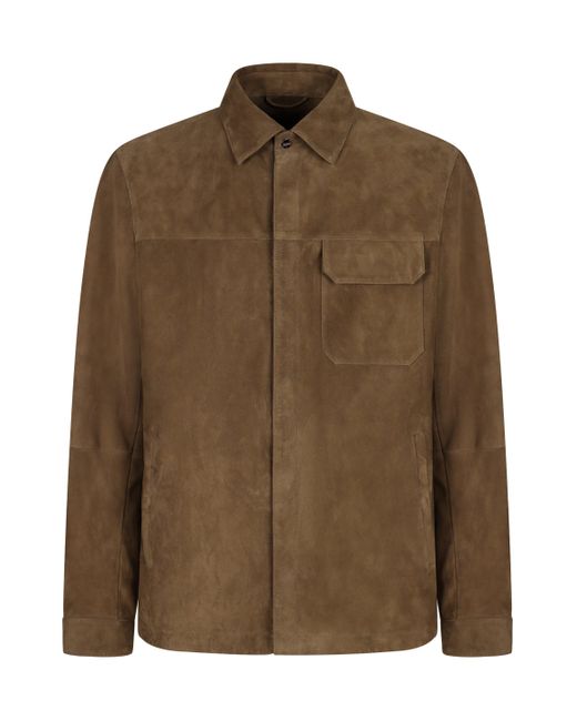 Overshirt in pelle di Herno in Brown da Uomo