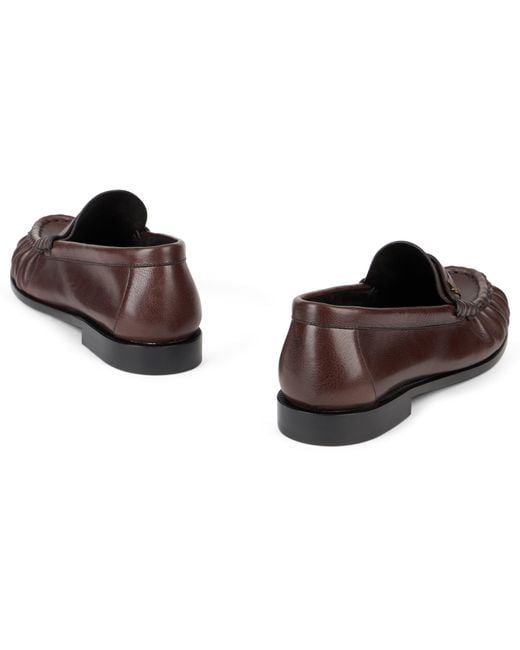 Saint Laurent Brown Soft Leather Loafers for men