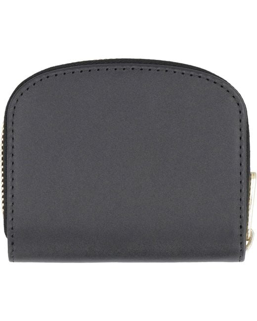 A.P.C. Gray Demi Lune Mini Leather Wallet