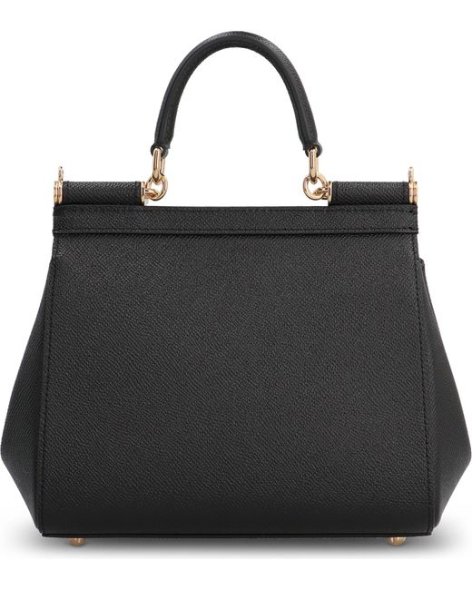 Borsa a mano Sicily media in pelle di Dolce & Gabbana in Black