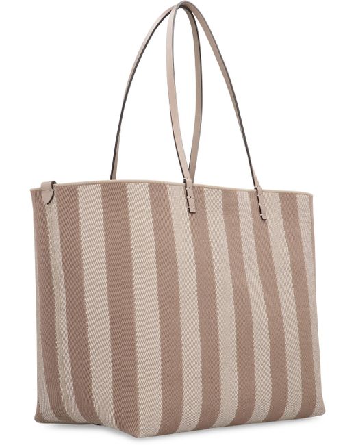 Fendi Brown Pequin Striped And Ff Fabric Roll Large Reversible Shopper