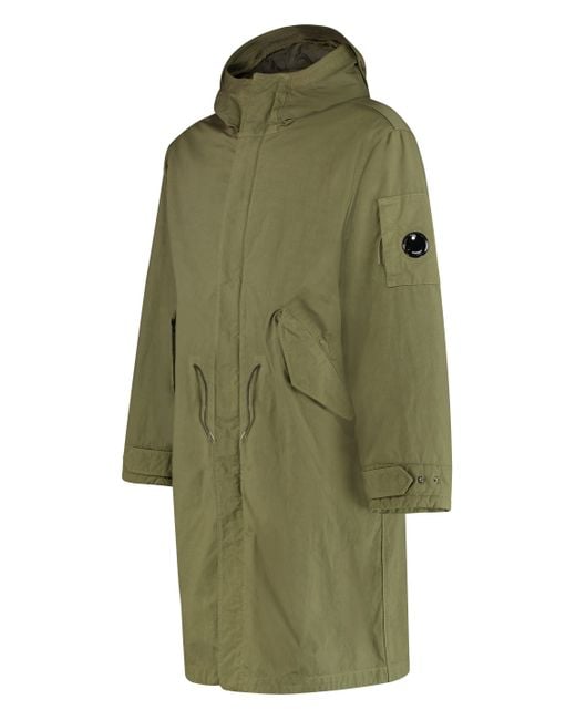 C P Company Green Hooded Cotton Parka for men