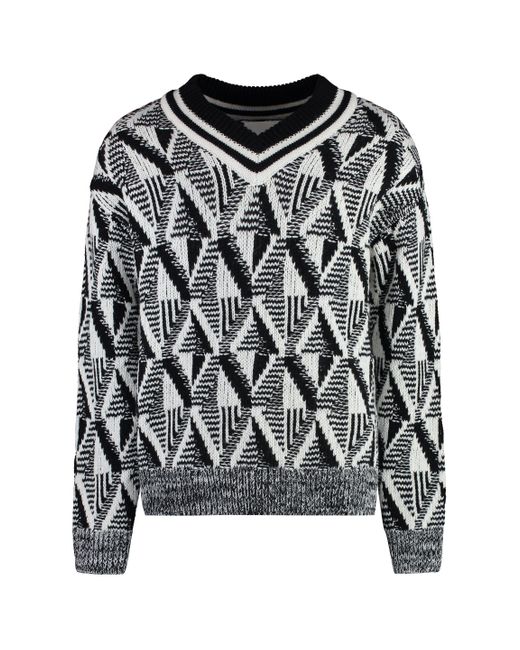 Gant Black Wool V-neck Sweater for men
