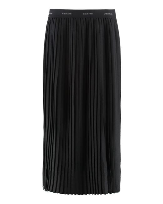Calvin Klein Black Gonna Midi A Pieghe