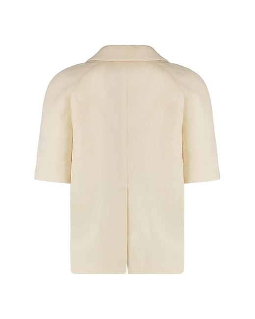 Gucci Natural Linen Jacket With Leather Details