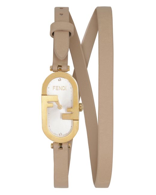 Fendi Pink O'lock Vertical Watch With Leather Strap