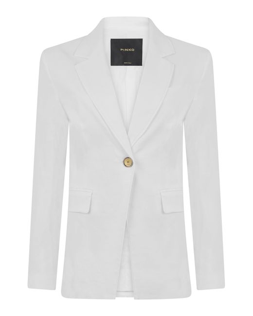 Pinko White Single-Button Blazer