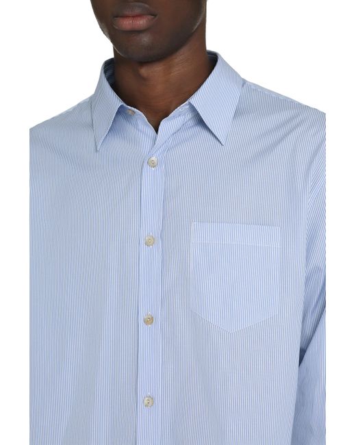 Gucci Blue Striped Cotton Shirt for men
