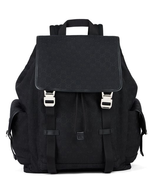 Gucci Black Gg Supreme Fabric Backpack for men