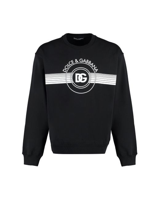 Dolce & Gabbana Black Cotton Crew-Neck Sweatshirt for men
