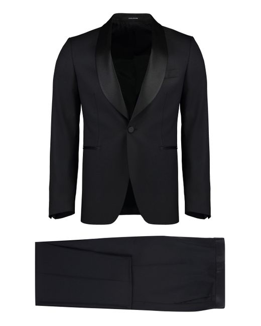 Completo a due pezzi in lana vergine e seta di Tagliatore in Black da Uomo