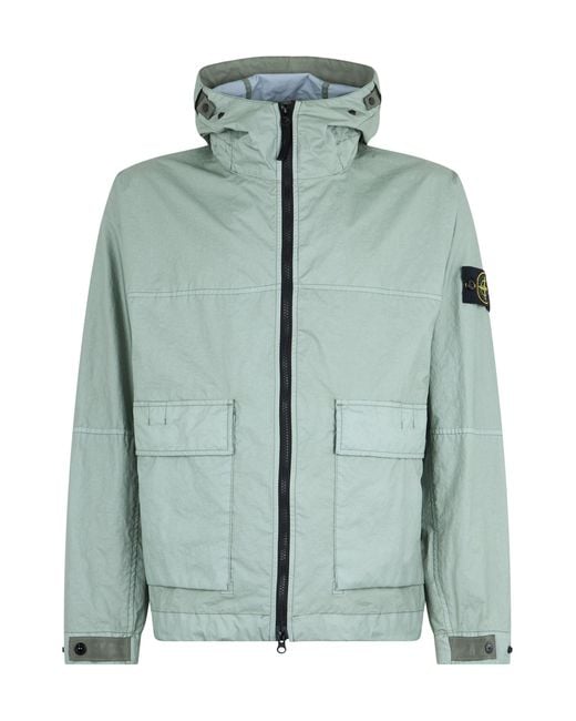 Stone Island Green Jacket With Hood And Water-Resistant Membrane for men