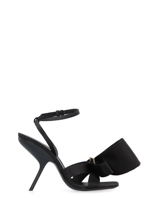 Ferragamo Black Helena Bow Satin Stiletto Sandals