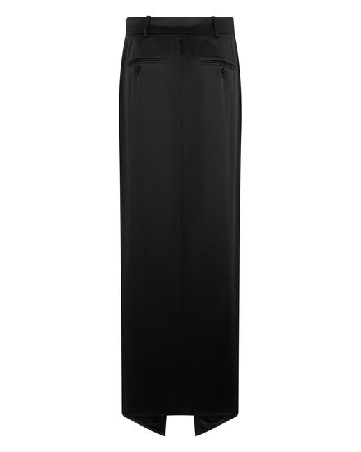 Tom Ford Black Long Satin Skirt With Slit