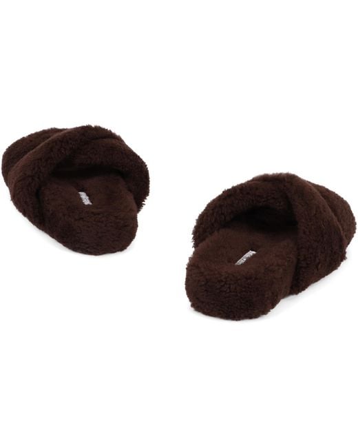 Aquazzura Brown Shearling Slides