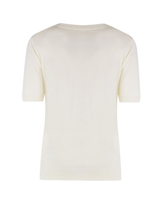 P.A.R.O.S.H. White Linfa Short Sleeve Sweater