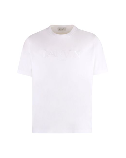 T-shirt in cotone con logo di Lanvin in White da Uomo