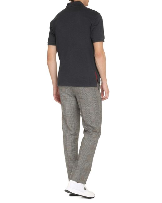 Thom Browne Black Short Sleeve Cotton Polo Shirt for men
